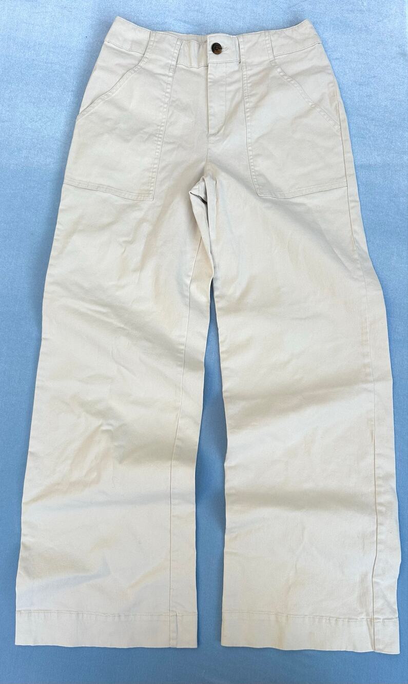 Nili Lotan Women's Cream Wide Leg Utility Pants Size 4 Cotton Patch Pockets